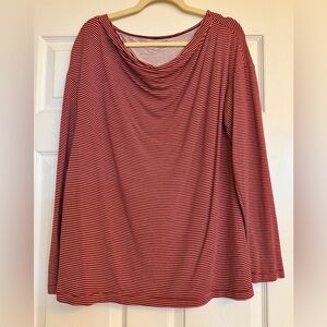 LOFT Outlet women’s scoop neck tunic stretch terry side L NWOT red stripe